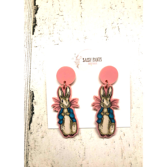 Cute Teacher Educator Peter Rabbit Bunny Earrings NEW - Picture 1 of 1
